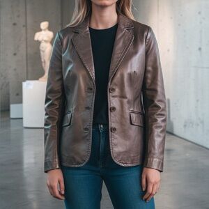 Worthington Bronze Leather Blazer